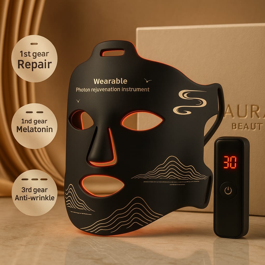 Red LED Light Therapy Mask – Professional Anti-Aging & Skin Rejuvenation | Aura Beauty